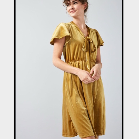 ModCloth Velvet Gold Dress - Picture 1 of 5